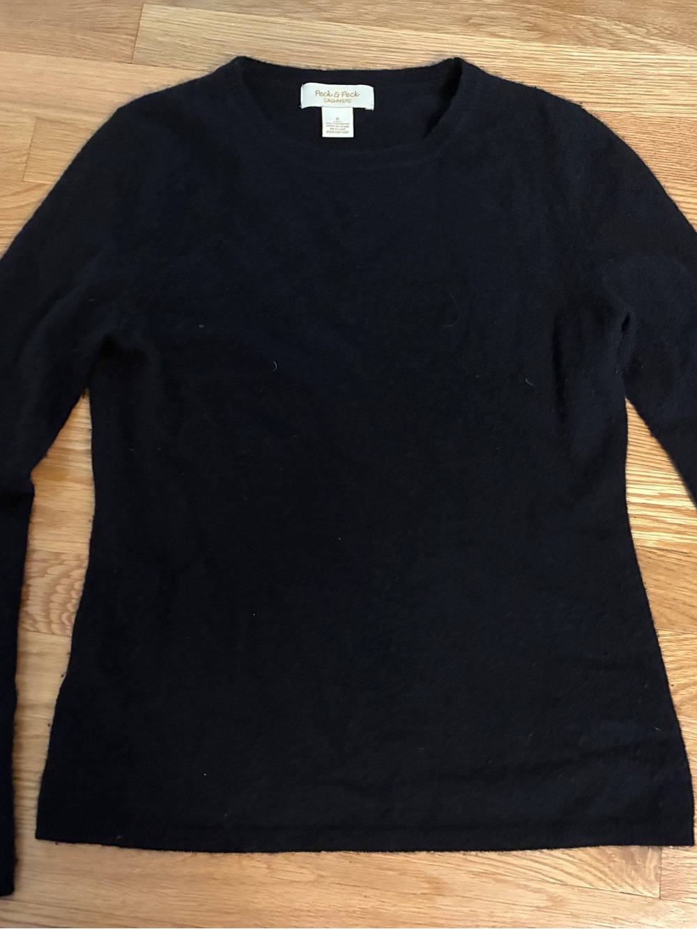 Peck & Peck Black Long Sleeve Cashmere Crewneck